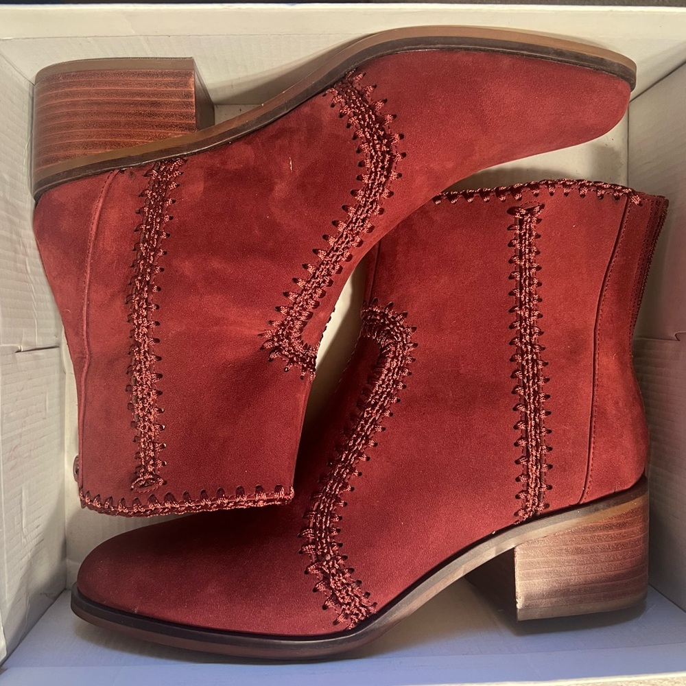 Women's Red Suede Ankle Boots